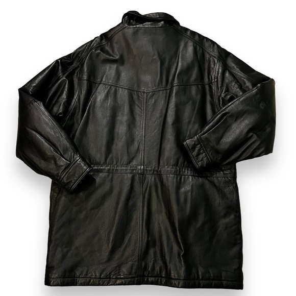 Members Only Leather Coat Long Black Mens Medium Vintage 90s - Picture 11 of 13